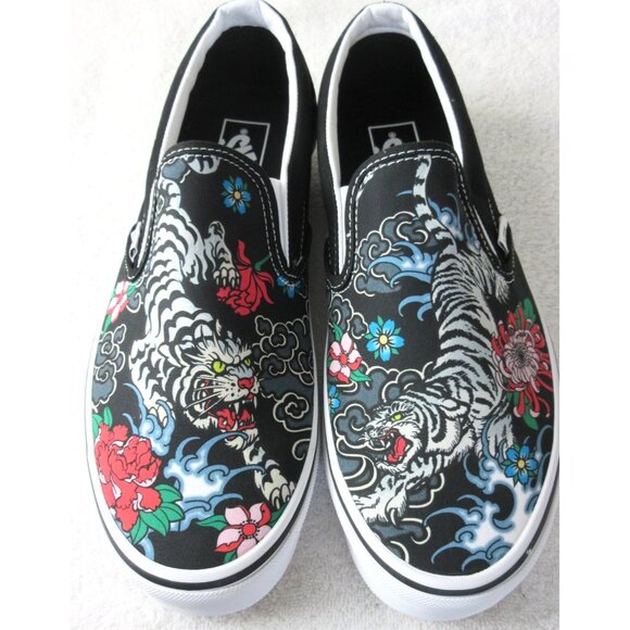 Vans Other - Vans Men's Classic Slip On Tiger Floral Multi True White Canvas Shoes Size 11.5